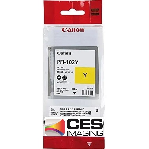 PFI-102Y Canon Dye Yellow Ink Tank - 130ml-0898B001AA